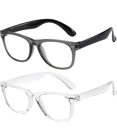Kids Blue Light Blocking Glasses 2 Pack for Ages 3-10 - Anti-Blue Light & Headache Relief - Computer, Video Gaming Glasses for Boys and Girls - Transparent Black + Clear - Buy Online on GoSupps.com