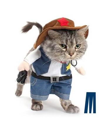 Mikayoo Pet Dog Cat Halloween Costumes,The Cowboy for Party Christmas Special Events Costume,West Cowboy Uniform with Hat,Funny Pet Cowboy Outfit Clothing for Dog cat