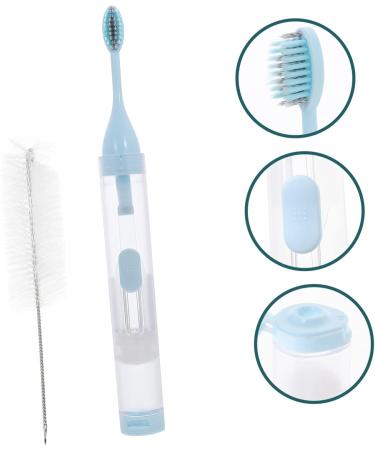 3ST Portable Travel Toothbrush Set - Merlan Ortho Mini Toothbrush & Toothpaste for Home & Travel (1 Pack Blue) - Buy Online on GoSupps.com