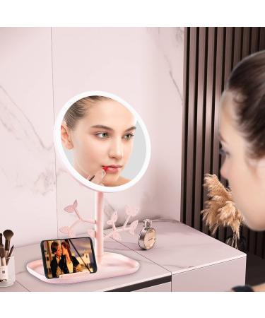 Portable Makeup Mirror with Lights - Rechargeable Lighted Vanity Mirror for Teens with Phone Holder and Jewelry Storage - 3 Color Lighting Modes - Buy Online on GoSupps.com