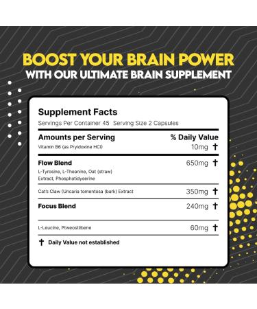 UTOYA Nootropics Brain Support Supplement - Brain Supplements for Memory and Focus Mental Clarity Cognitive Support - Unflavored/Vegan/Gluten Free Brain Health Supplements for Adults - 90 Capsules - Buy Online on GoSupps.com