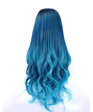 Buy Blue Black Curly Wig for Women - Long Synthetic Hair for Cosplay & Anime | Brazilian Wavy Style - Buy Online on GoSupps.com