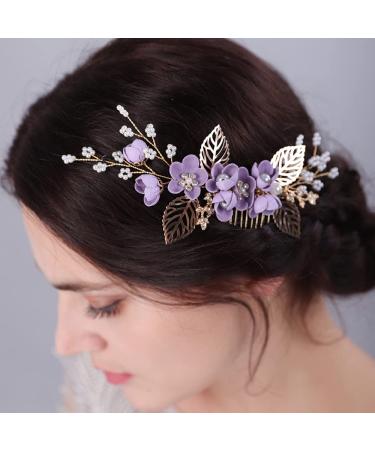 JWICOS Bride Wedding Hair Comb Flowers Pearl Wedding Hair Accessories Vintage Bridal Hair Clips for Women and Girls
