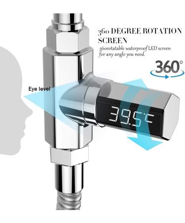 Kylewo Bathe Thermometer - LED Display Shower Water Clock Real-Time Temperature Monitoring (5-85 C) with 360 Rotating Screen - Buy Online on GoSupps.com