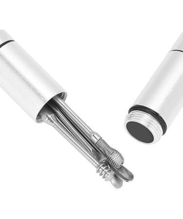Stainless Steel Earwax Remover Kit - Ear Spoon Scoop & Cleaning Tool (Black Silver) - Buy Online on GoSupps.com