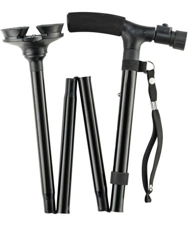 Folding Cane with LED Light - Adjustable Walking Stick for Men and Women - Elderly Walking Cane with Cushion T Handle and Pivoting Quad Base - Ideal for Hiking and Backpacking - Buy Online on GoSupps.com