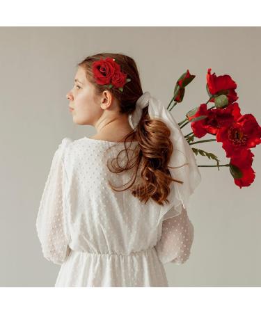 ZJIVQO Rose Hair Clip Flower Hairpin Brooch Velvet Ornament Rose Flower Hair Accessories for Woman Girl Ladies Wedding Hair Clip Flamenco Dancer Valentines Day Decoration Red - Buy Online on GoSupps.com