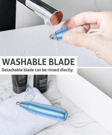 Professional Ear and Nose Hair Trimmer | Painless Eyebrow Trimmer for Men & Women | Battery-Operated Dual-Edge Blades with LED Light (Blue) - International Shipping Available - Buy Online on GoSupps.com