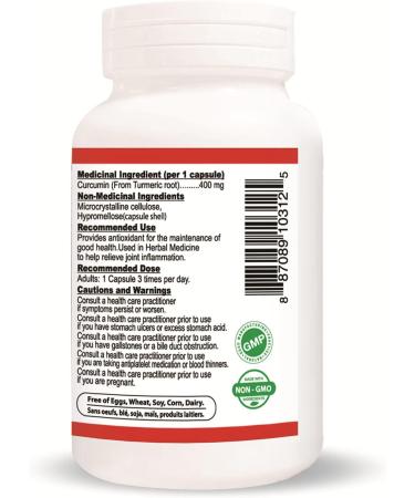 Nutridom Turmeric Curcumin 400 mg 95% Curcuminoid Supplements for Joint Inflammation Non-GMO Vegan Gluten Soy & Dairy Free Vegetarian Capsules (60 count) - Buy Online on GoSupps.com
