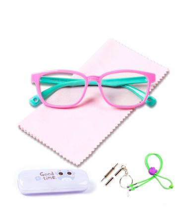AetrvoHope Blue Light Blocking Glasses for Kids Children's Computer Glasses for Age 4-13 Unbreakable Frame Anti-Blue Ray Glasses With Case Anti UV400 & Eyestrain Pink