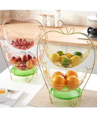 Fruit Basket for Kitchen Creative Double Fruit Plate Stainless Steel Fruit Drain Basket Living Room Dining Room Fruit Candy Dish Fruit Bowl/Fruit Bowls - Buy Online on GoSupps.com