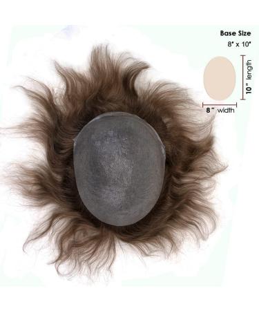 Lordhair Toupee for Men with 100% Human Hair 0.08mm Natural Skin Hair Pieces Replacement for Men Base Size 8x10 inch Mens Toupee V-looped Hair System (Light Brown 7#(ASH)) - Buy Online on GoSupps.com