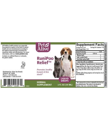 PetAlive RuniPoo Relief - 2 fl oz (59 ml) - Natural Digestive Support for Pets - Buy Online on GoSupps.com
