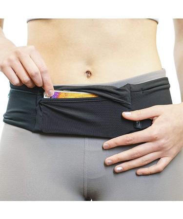 3 Pocket Adjustable Running Belt Waist Pack, Fanny Pack For Working Out With Sweat Resistant Backing, Holds All iPhone Models Black/Black Small/Medium - Buy Online on GoSupps.com