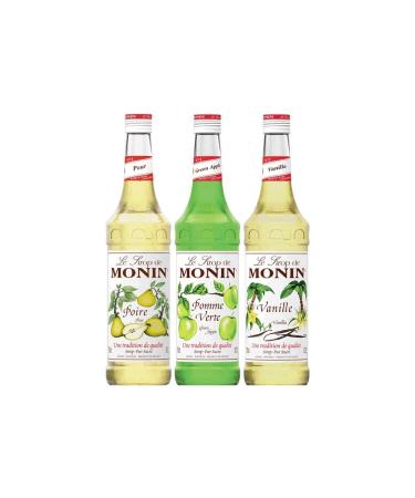 MONIN - Assortiment Incontournables - Sirop de Poire Pomme Verte et Vanille - Ar mes Naturels - 3x70cl