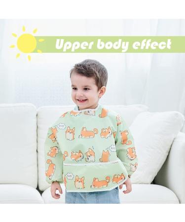 Waterproof Long-Sleeved Baby Bib with Large Pocket - Little Dimsum Little Puppy Design - Buy Online on GoSupps.com