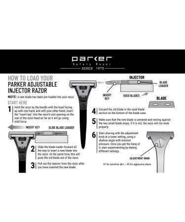 Parker Adjustable Injector Razor | Single Edge Safety Razor with 20 Blades | Customize Your Shave - Buy Online on GoSupps.com