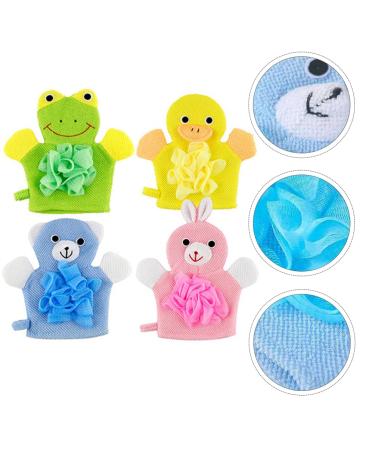EXCEART 4pcs Kids Wash Gloves Bath Sponge Mitt Set - Children's Puppet Shower Loofah Gloves - Buy Online on GoSupps.com