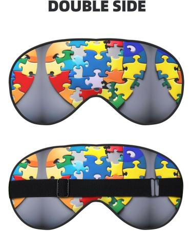 Buy Autism Awareness Puzzle Pieces Heart Print Soft Eye Mask | Sleep Mask for Women & Men | Comfortable Travel Sleep Eye Mask - Buy Online on GoSupps.com