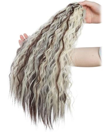 18 Inch Long Curly Ponytail Extension Corn Wavy Drawstring Ponytail Hair Extensions Hair Pieces for Women Sandy blonde & bleach blonde - Buy Online on GoSupps.com