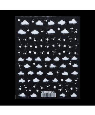 Nails Beauty Self-adhesive Back Glue Nail Supplies Nails Sticker for Summer Nail Art Decorations Nail Art Sticker Star Cloud Nail Sticker(White Clouds)