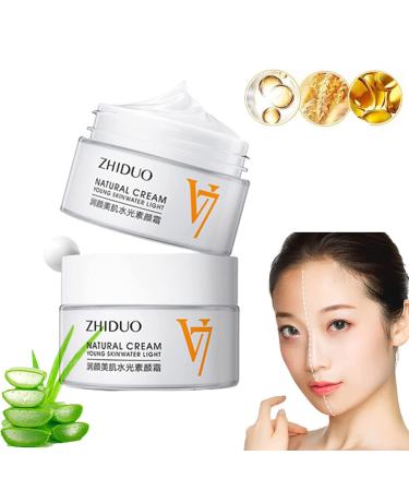 Zhiduo Cream  Zhiduo Natural Cream Young Skin Water Light  Moisturizing Tone-Up Cream  Korean Moisturizing Tone-Up Cream  Face Cream for All Skin Type Face Moisturizer(2PCS)