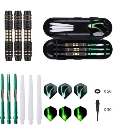 Sanfeng Soft Tip Darts Set 18g - Professional Plastic Tip Darts with Brass Barrel, Aluminum Shafts - Green - Buy Online on GoSupps.com