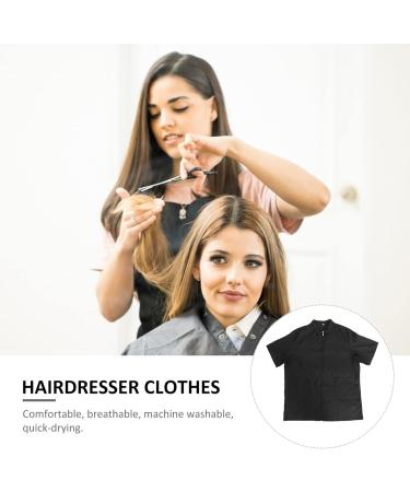 Mobestech Barber Smock - Zip Up Short Sleeve Jacket for Men & Women | Hair Stylist Cape & Apron | Beauty Salon Supply - Black XL - Buy Online on GoSupps.com