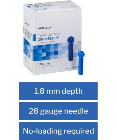 McKesson Twist Lancets 28G Sterile 1.8mm Needle - 100 Ct Pack - Buy Online on GoSupps.com