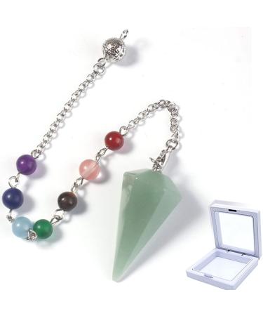 Green Aventurine Healing Crystal Pendulum Small Pyramid Gemstone Chakra Pendant for Dowsing Scrying Reiki Healing Balance Meditation Divination Jewelry (Green Aventurine)