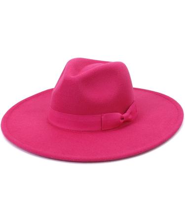 Unisex Wide Wool Belt Fedora Hat - Hot Pink | One Size - Buy Online on GoSupps.com