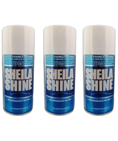 Sheila Shine Stainless Steel Polish & Cleaner | 10 Aerosol Spray Can| Protects Appliances from Fingerprints and Grease Marks | Residue & Streak Free |10 Oz Aerosol Can | Pack of 3