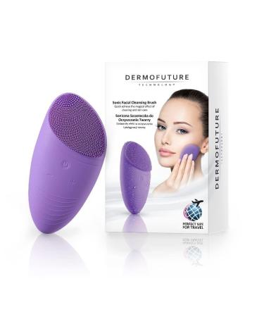 DERMOFUTURE SONIC BRUSH FOR FACE CLEANSING PERFECT SIZE FOR TRAVEL (VIOLET)