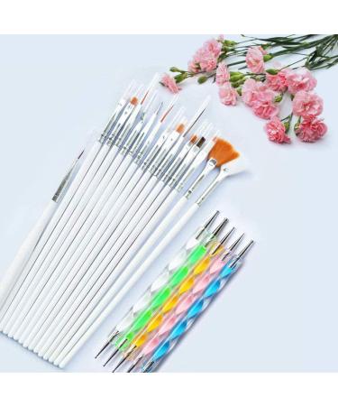 JOYJULY 15pcs Professional Nail Art Brushes Kit & 5pcs Dotting Tool Set - White - Buy Online on GoSupps.com
