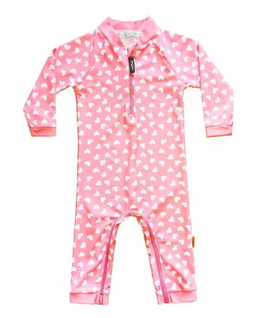 weVSwe Baby Toddler Boy Swimsuit UPF 50+ Sun Protection Rash Guard Swimwear with Crotch Zipper 0-3 Years 18-24 Months Pink Hearts
