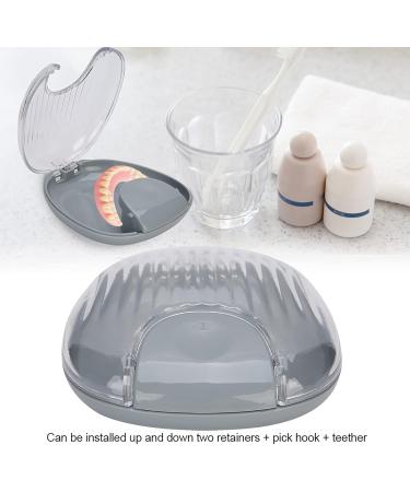 Compact Waterproof Orthodontic Retainer Case - Portable Mouthpiece Box with Pressing Lid for Retainer Cleaning | Grey - Buy Online on GoSupps.com