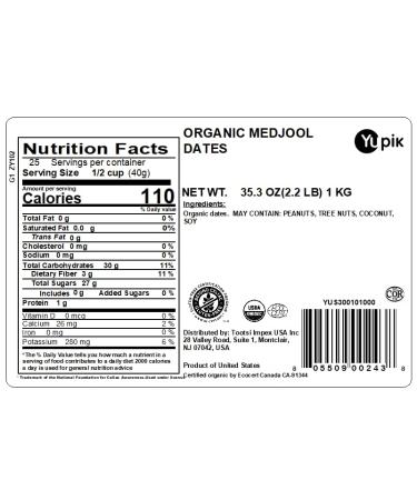 Yupik Organic Medjool Dates 2.2 lb - Non-GMO, Vegan, Gluten-Free - 1 Pack - Buy Online on GoSupps.com