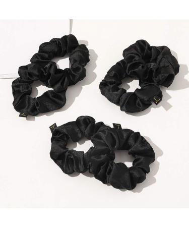 Black Satin Silk Scrunchies for Thick Hair - No Crease Hair Ties & Accessories - Buy Online on GoSupps.com