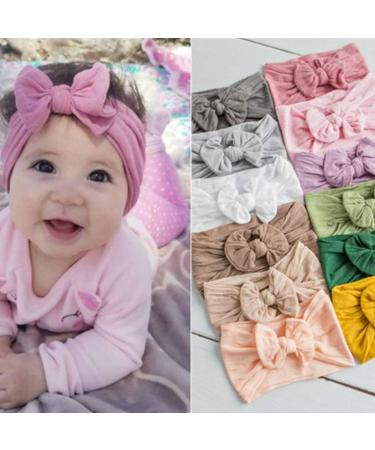 CELLOT 12 Colors Super Stretchy Soft Knot Baby Girl Headbands with Hair Bows - Buy Online on GoSupps.com