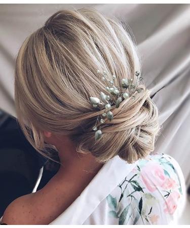 Fashband Bridal Hair Pins Clips - Silver Leaf Opal Pearl Accessories for Women & Girls (Pack of 2) - Buy Online on GoSupps.com