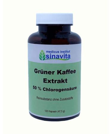 Green coffee extract 50 % chlorogenic acid 120 capsules 300 mg. Rein substance without additives vegetarian capsule German production