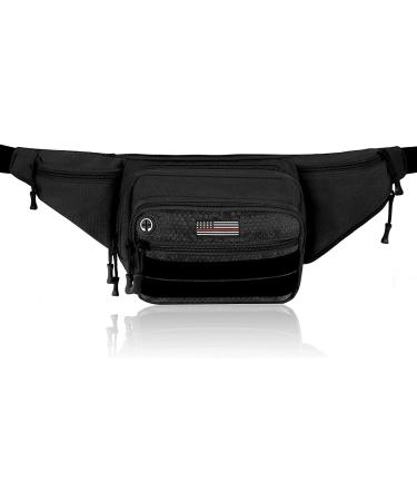 Tactical Fanny Pack with USA Flag Patch | Waterproof Waist Bag for Camping, Hiking & Hunting | Military Pistol Pouch Belt Bumbag - Buy Online on GoSupps.com