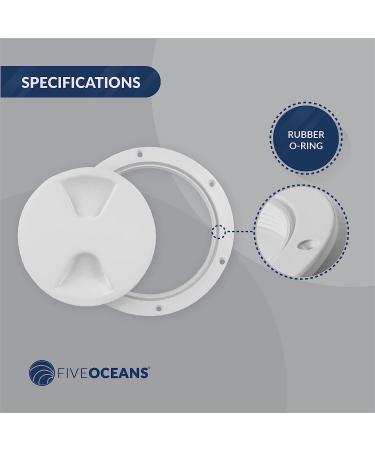 Five Oceans Marine Round Inspection Deck Plate Hatch - White, Water Tight, Outdoor Installation - 4 Deck Plate - Buy Online on GoSupps.com