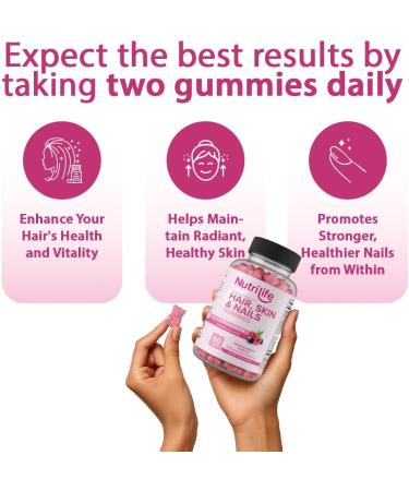 NutriLife Advanced Hair Skin & Nails Gummies Biotin with Vitamin C & E Vegan Beauty Support Promotes Hair Growth Strong Nails & Radiant Skin Non-GMO Gluten-Free Made in USA - Buy Online on GoSupps.com