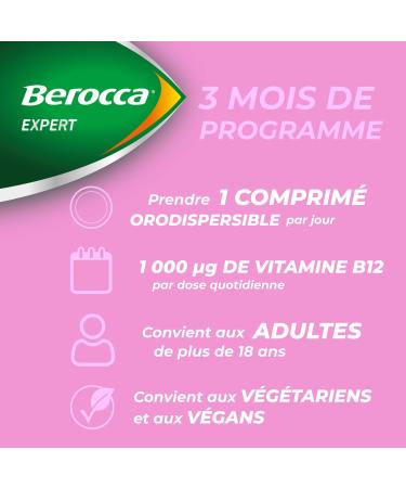 Berocca Expert Vitamine B12 M thylcobalamine 1000 g nergie R duction de la Fatigue Syst me Nerveux et Immunitaire Adapt aux v gans et v g tariens - 90 Comprim s - Buy Online on GoSupps.com