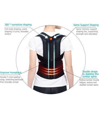 Back Brace Lumbar Support Belt Waist Backbrace Posture Corrector Shoulder Neck Brace Waist-Support Breathable Fabric Lower and Upper Back Pain Relief (Color : Black Size : Small) (Blue Med (Black X - Buy Online on GoSupps.com