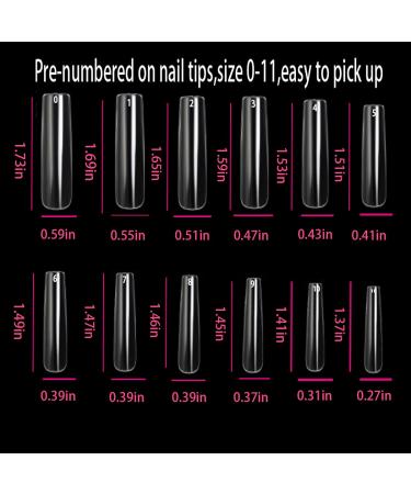 XXL Clear Long Square Nail Tips - 600 Pcs | Full Cover Acrylic Nail Tips Set with Bag | WOWITIS Extra Long Press On Nails - Buy Online on GoSupps.com
