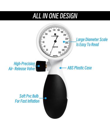 LUANERL Manual Blood Pressure Cuff Adult 9-21 Inches (22-53CM) (Large/XL) - Aneroid Sphygmomanometer with Comfort Cuff for Clinical or Home Use - Buy Online on GoSupps.com