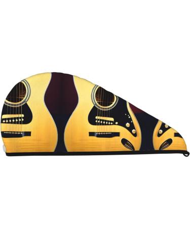 Note Guitar Coral Velvet Dry Hair Cap | Quick-Dry Towel Wrap for Men & Women - Perfect for Home & Travel - Buy Online on GoSupps.com
