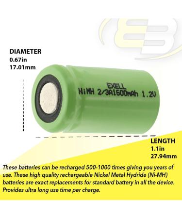 Buy 2x Exell 2/3A 1600mAh NIMH Rechargeable Flat Top Batteries for Telecoms UPS RC Devices & More - International Shipping Available - Buy Online on GoSupps.com